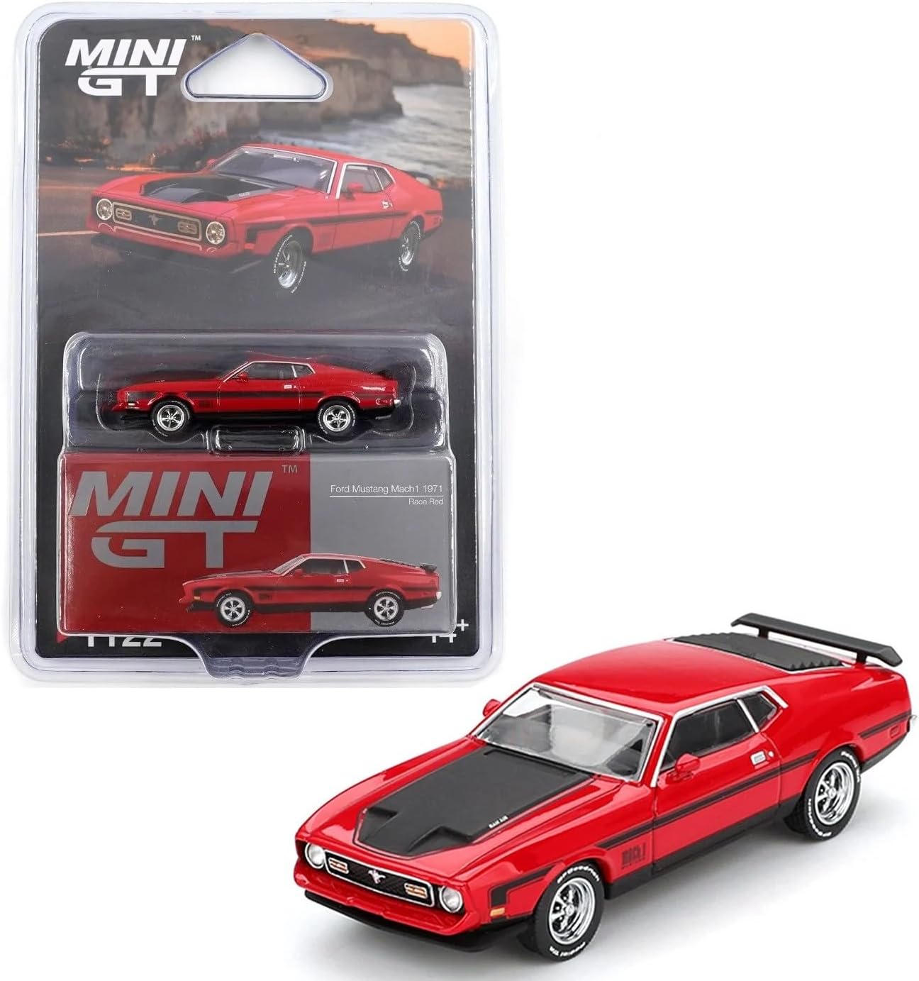 Diecast Model Car Compatible with Mini GT 1:64 1971 Ford Mustang Mach 1 Race Red Limited Edition MGT01122