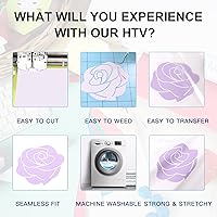 Vista 3 de HTVRONT Rollos de Vinilo HTV de Transferencia de Calor - 12" x 8ft Vinilo HTV para Camisas, Vinilo para Planchar para Todas las Máquinas de Corte