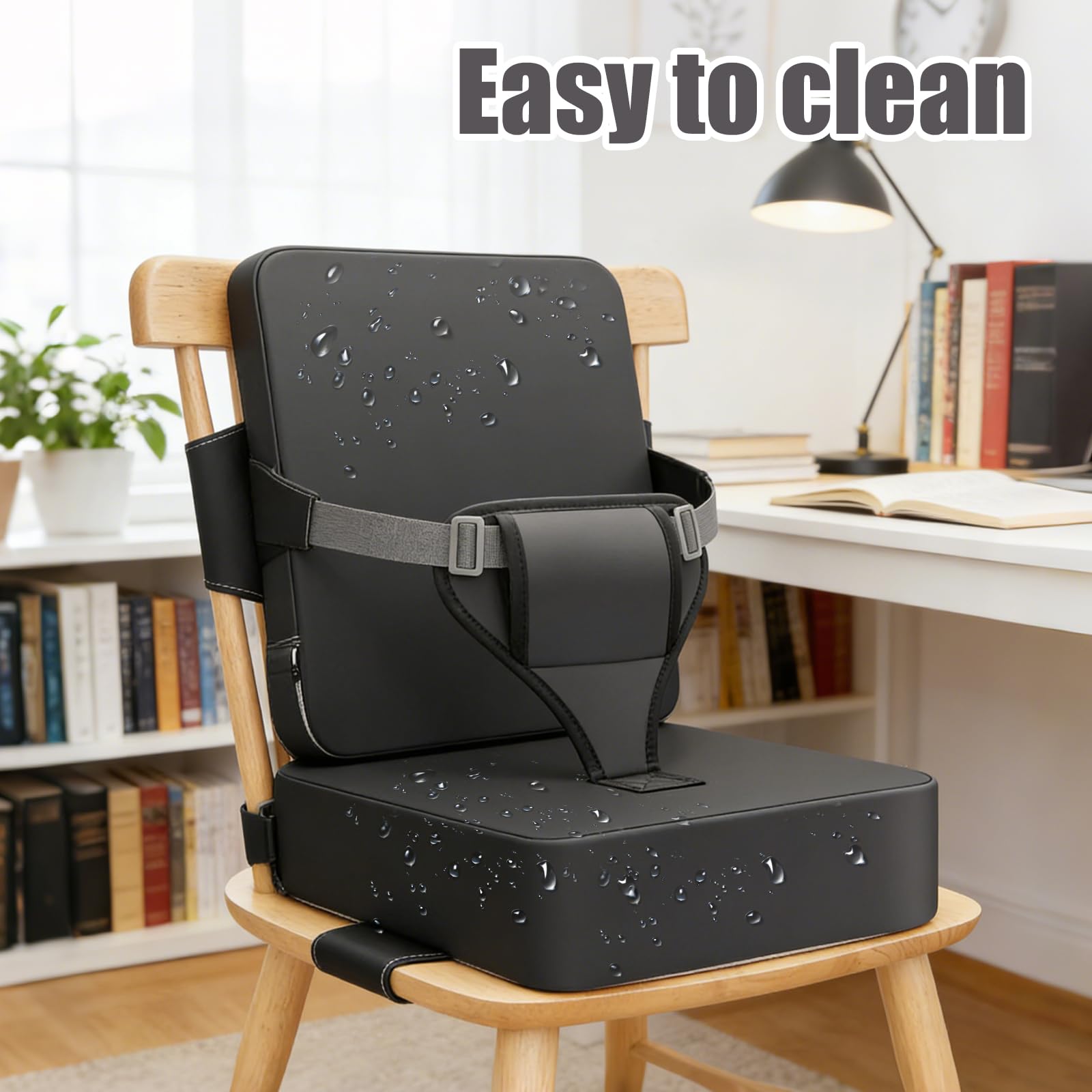 36×32cm Sitzkissen Sitzerhöhung Stuhl Kind: PU Wasserdicht Kindersitzkissen Hochstuhl, 3-Punkt Schnalle, Ergonomische, Sitzunterstützung Flugzeug-kleinkindsitzverlängerung für Esszimmer