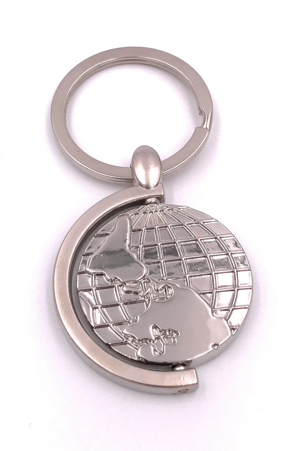 H-Customs Silver Globe, Earth, Key, Keychains, Pendant