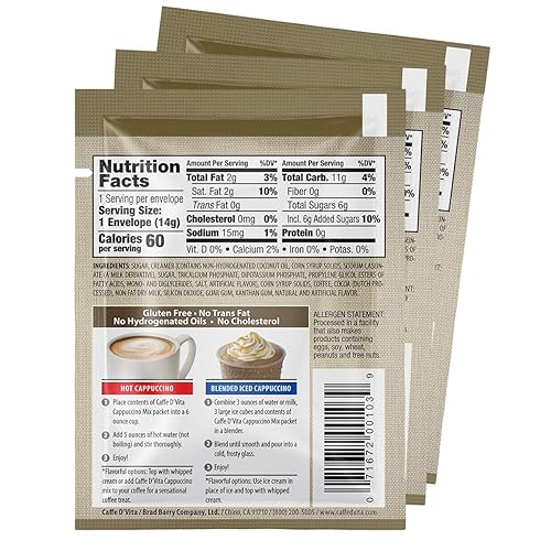 Miniatura 3 de Caffe D'Vita Mezcla de capuchino de moca, mezcla de polvo de moca, mezcla instantánea de capuchino, sin gluten, sin colesterol, sin aceites