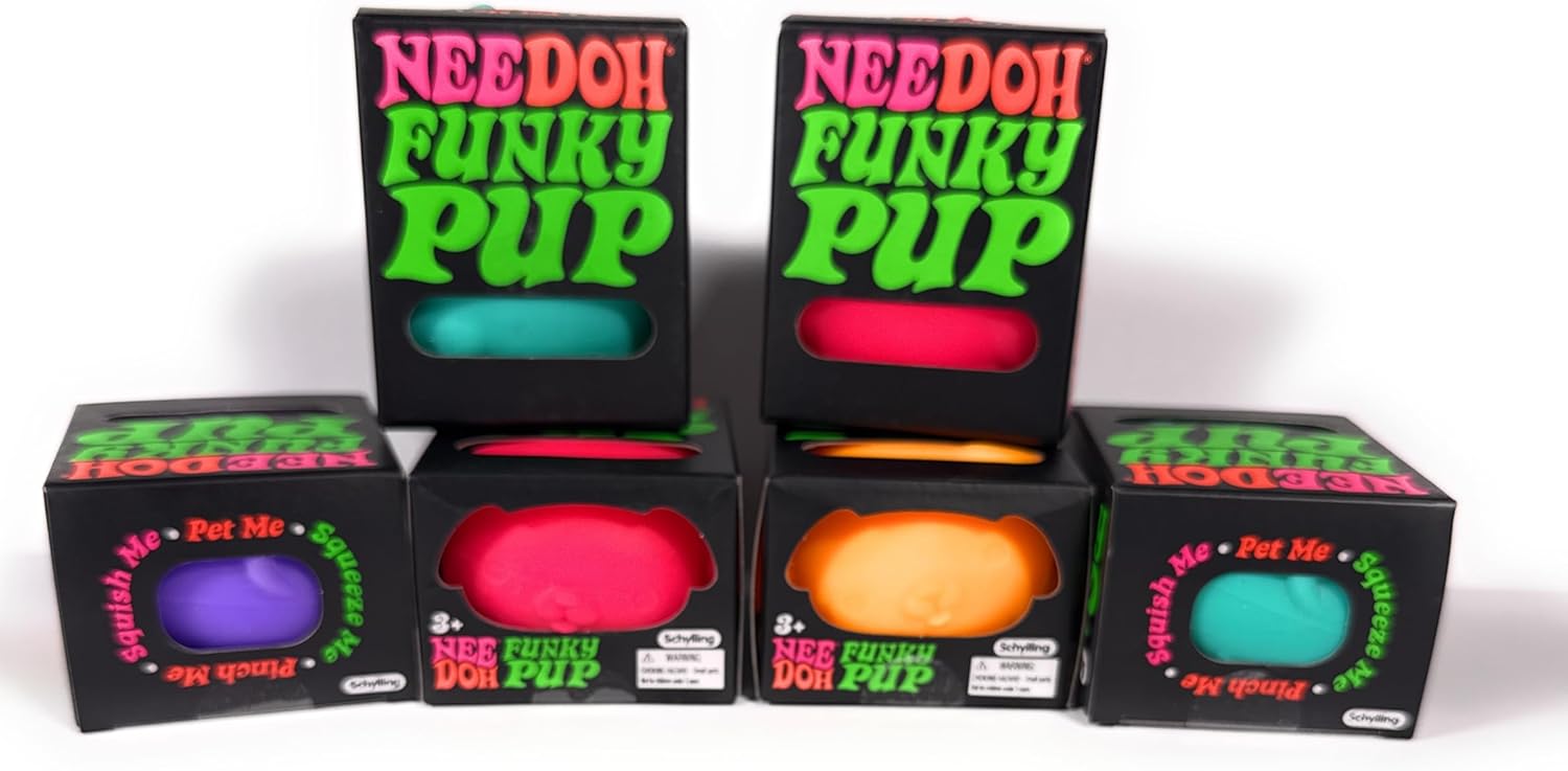 Nee Doh Funky Pup Squishy Stress Ball Fidget, Squish, Pet, Squeeze, Pinch, Listing is for 1, Assorted Colors
