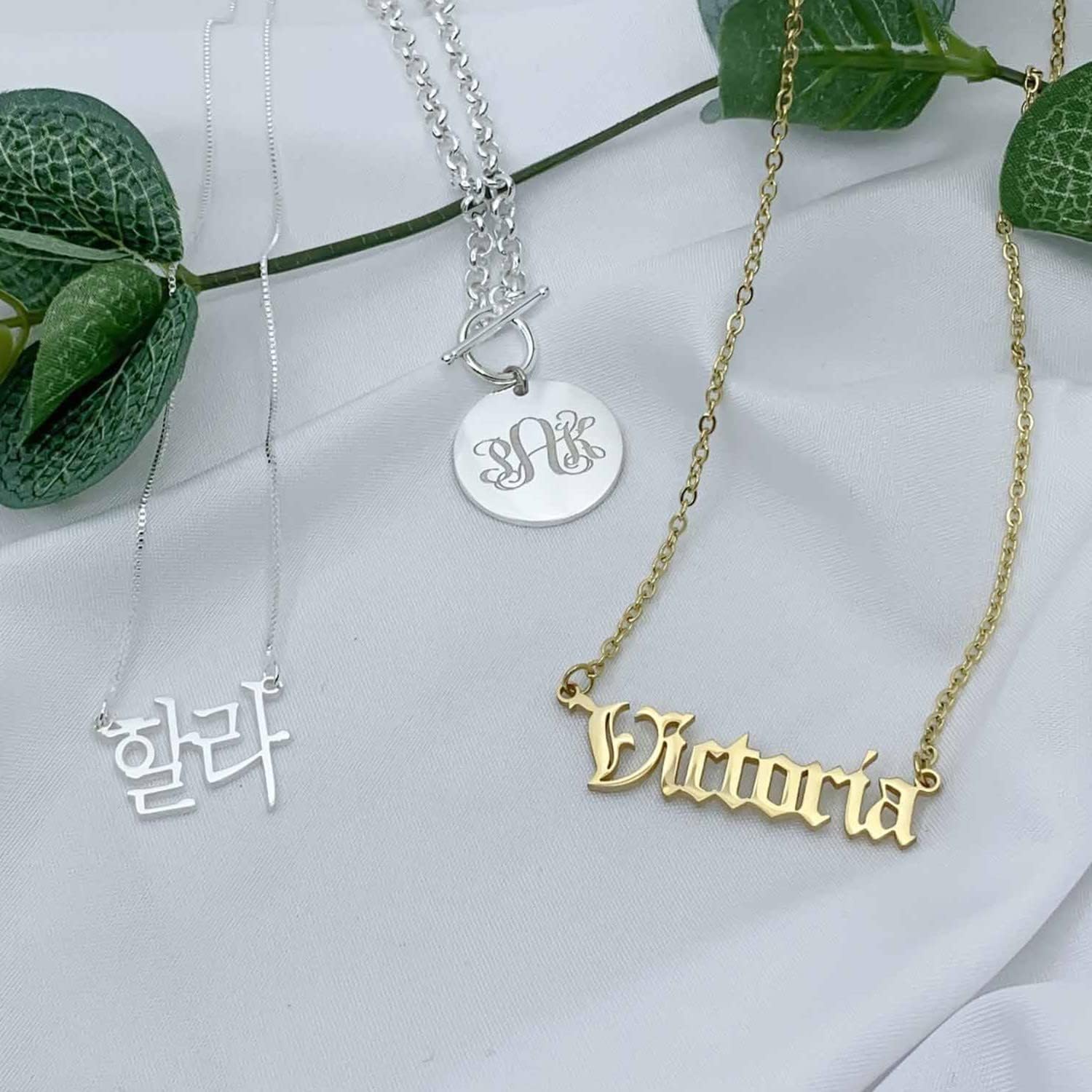 Personalized Monogram Initial Disc Necklace 925 Sterling Silver Custom Minimalist Toggle Pendant Chunky Choker Chain