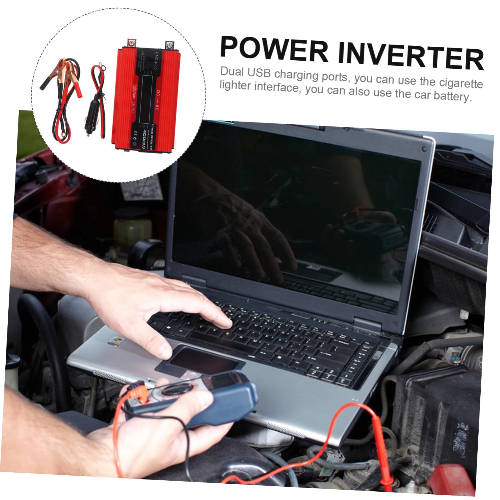 1set Inverter Potenza Con Display Lcd e Doppia Usb Adattatore Per Auto e Camper Per Viaggi e Attività All Aperto