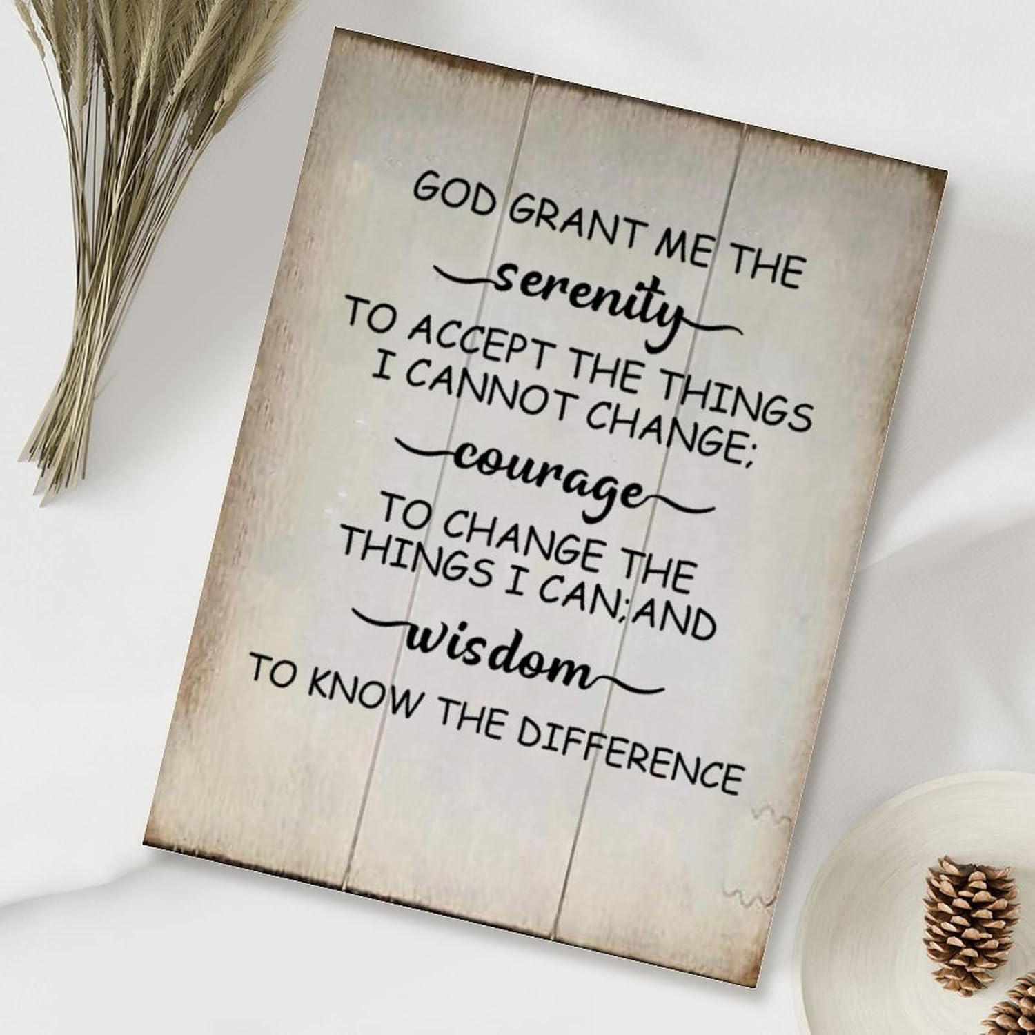 Wooden Sign Plaque God Grant Me The Serenity to Accept The Things Sign Religious Jesus Motivational Quote Wall Hanging Signs Rustic Wood Sign for Living Room Bedroom 18x24in