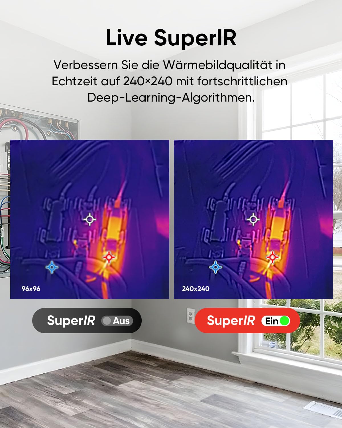 HIKMICRO D02 Wärmebildkamera mit visueller Kamera, 240 × 240 SuperIR-Auflösung, SuperScene-Szenenerkennung, 96 × 96 IR-Auflösung, 3200 mAh, Foto- und Videoaufnahme, -20 °C bis 450 °C