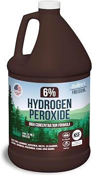 Natures Freedom 6% Hydrogen Peroxide, Food Grade H2O2 and Purified Water Only, NSF Certified, 1 Gallon Solution