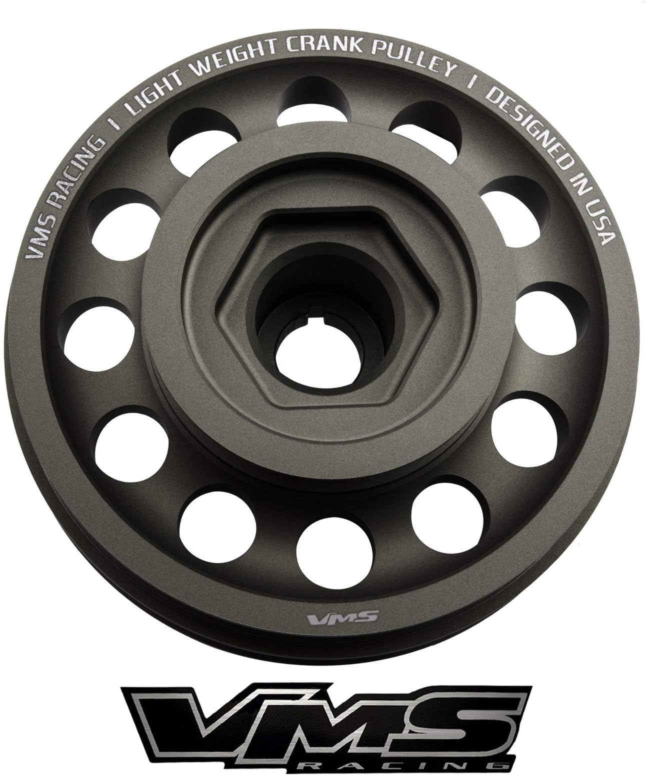 VMS RACING 96-00 Light Weight Billet Aluminum Crankshaft CRANK PULLEY Compatible with Honda Civic SOHC 1.6L D15 D16 1996-2000 & Acura EL Engines ONLY OEM SIZE (uses same belts)