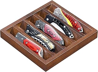 Knife Display Case Knife Holder for Pocket Knife Case Storage, Edc Tray Fits Edc Flashlight (Walnut,1 Pack)
