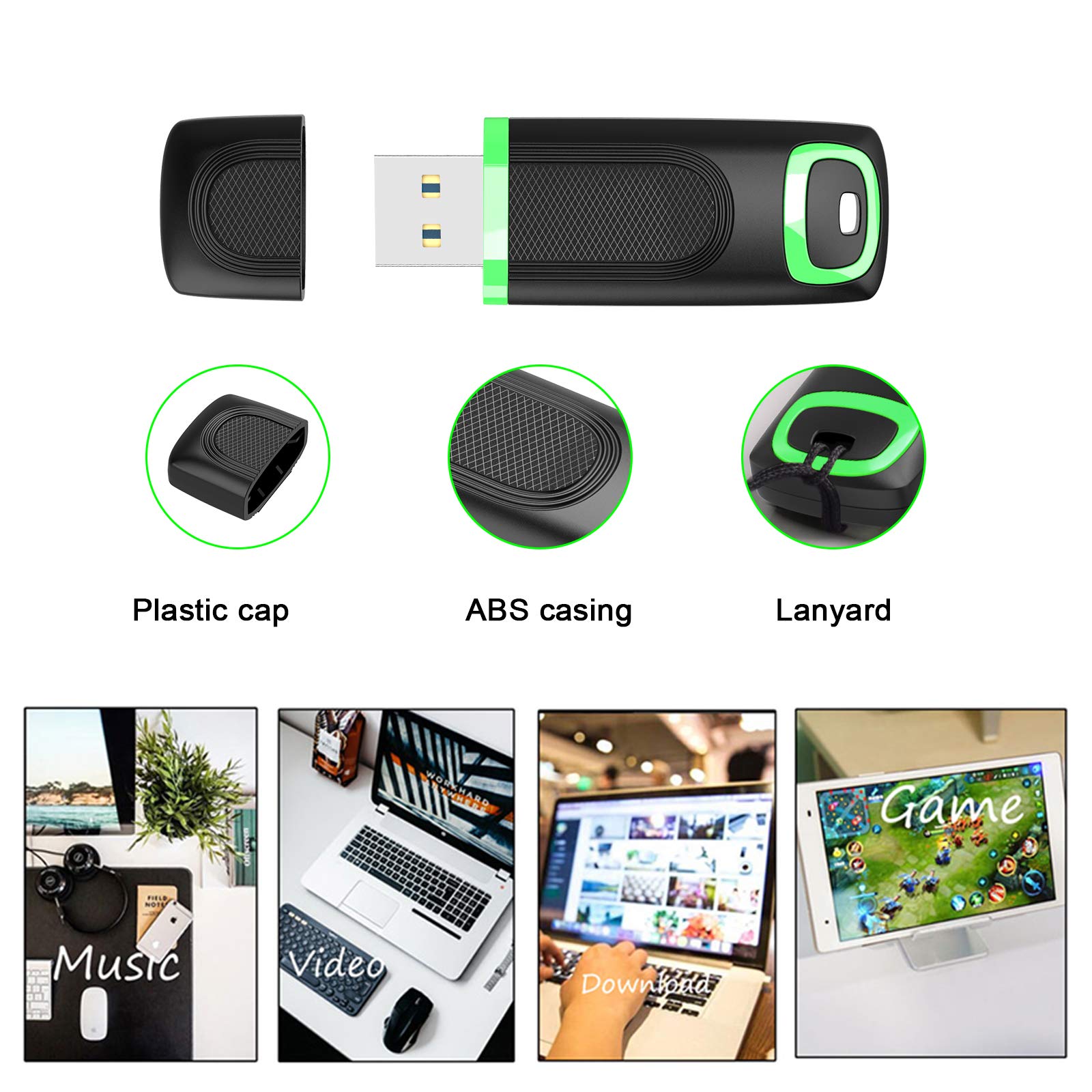 KEXIN Chiavetta USB 3.0 128GB, 3 Pezzi Chiavette USB 128 GB USB 3.0, Penna USB 128 GB con Indicatore LED, Memoria USB 128GB