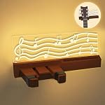 YuanDian Support mural pour guitare avec porte-pick, LED Cintre de guitare en bois USB Alimenté pour Acoustique, Électrique, Basse, Ukulele, Affichage et Stockage Mandolin, Dons pour les Joueurs de Guitare Hommes