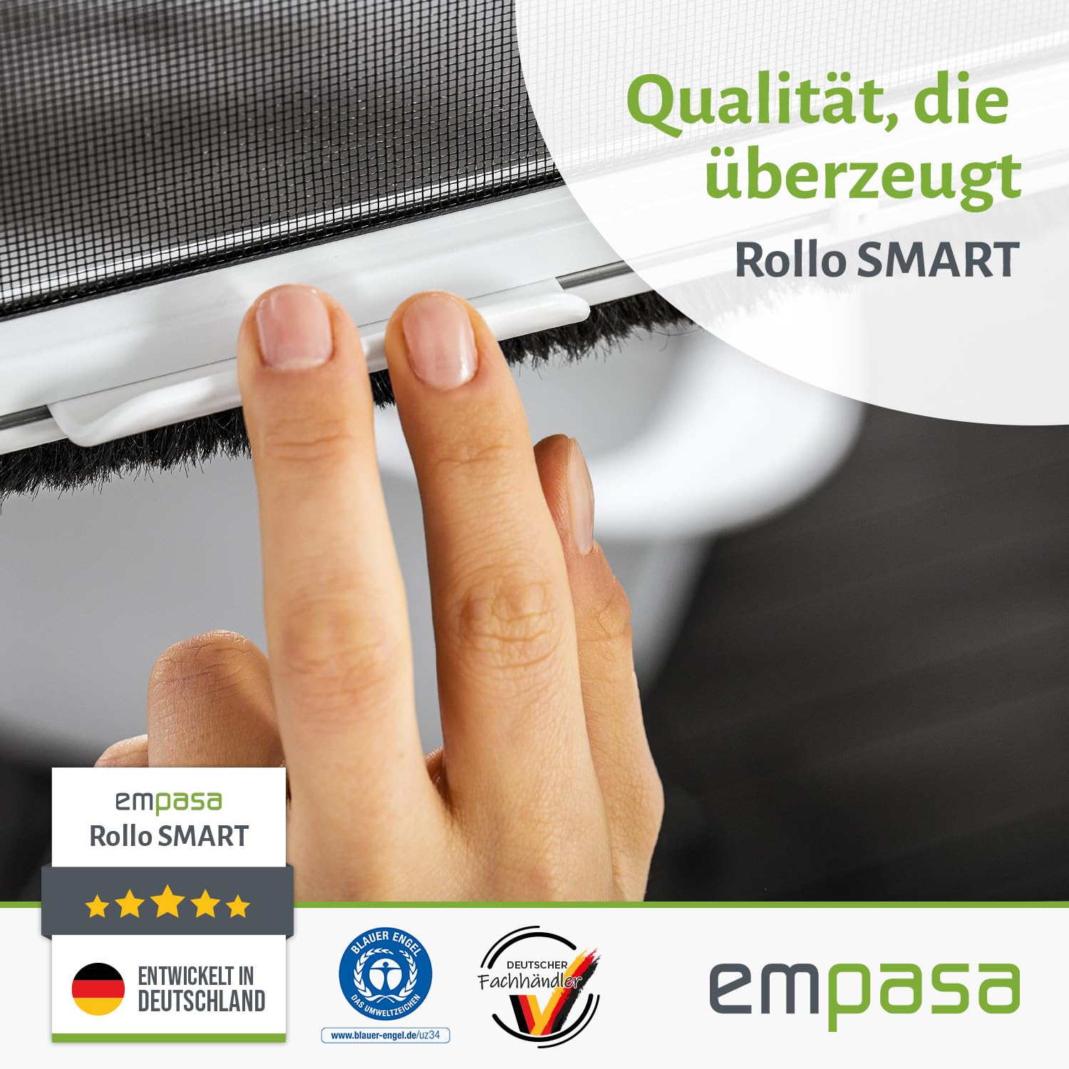 empasa Insektenschutz Fliegengitter Rollo Insektenschutzrollo Fenster SMART | in verschiedenen Größen und Farben, Farbe:weiß, Größe:160 x 160 cm