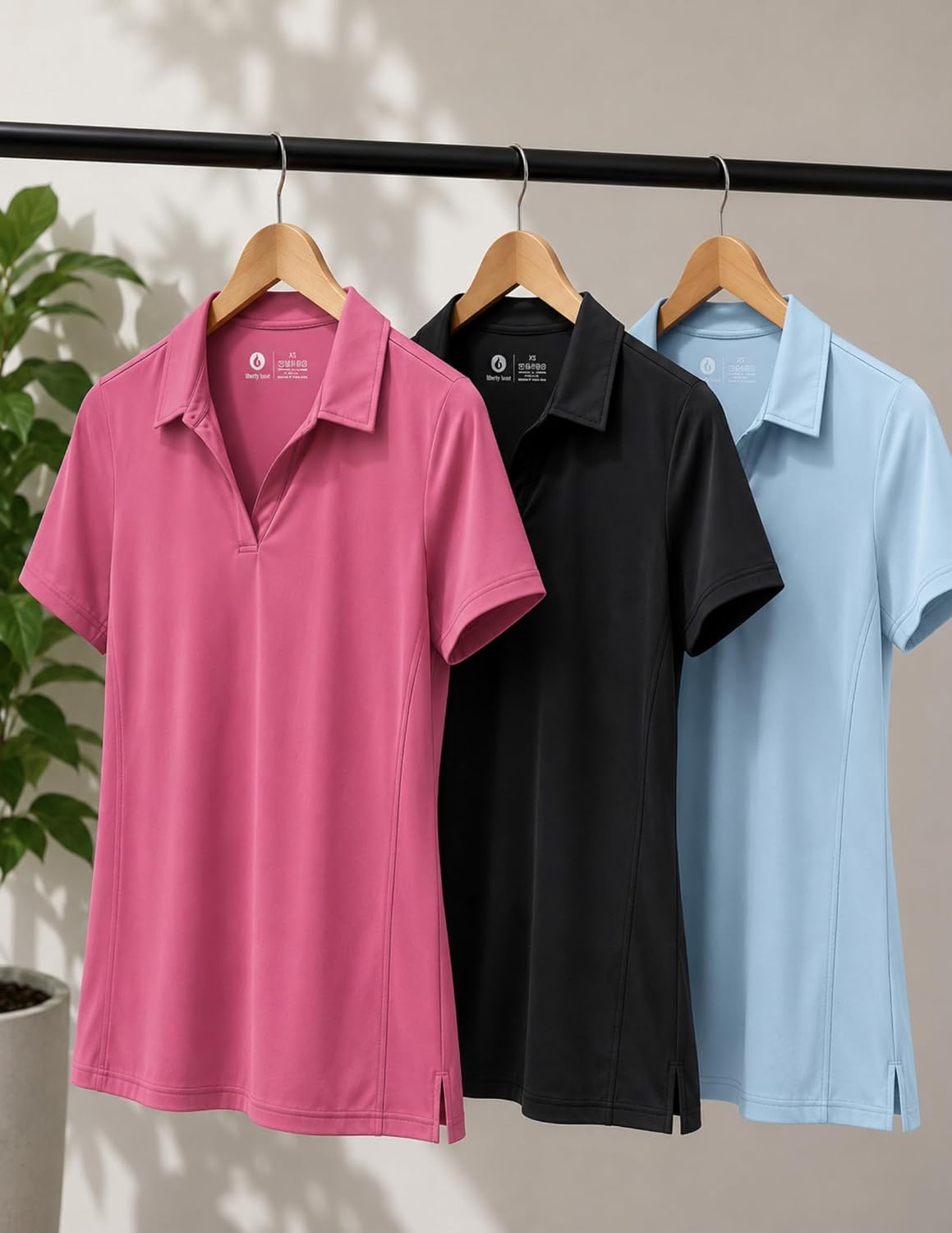 3 Pack Women's Dry Fit V-Neck Polo Shirts | UPF 50+ Golf Shirts, Short Sleeve Collared Tops, for Work and Casual Wear