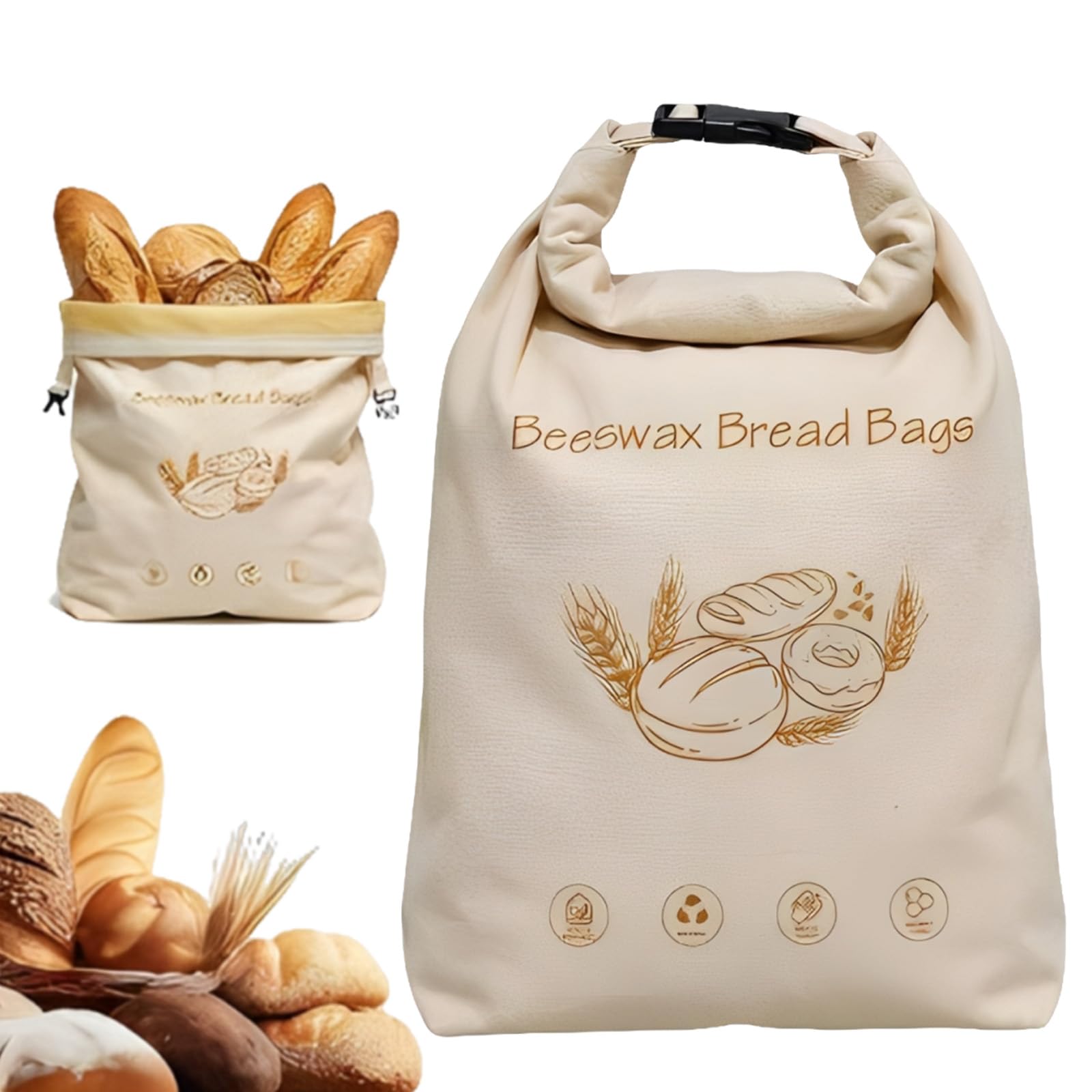 Loafguard Beeswax Bread Bag, Reusable Bread Storage For Homemade Sourdough, Natural Fabric Bread Bags For Baking Essentials, Large 33 X 43 Cm Size