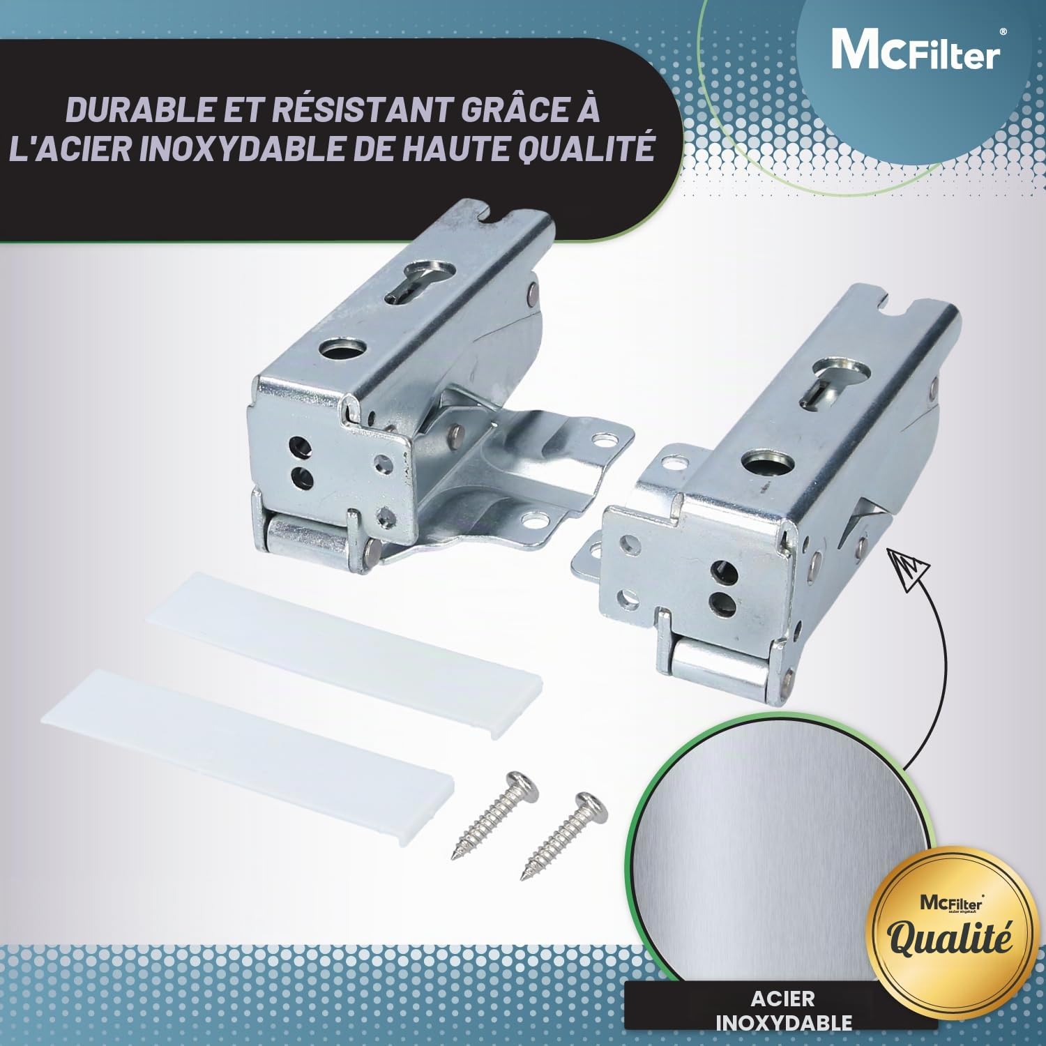 McFilter I 2x charnière de réfrigérateur compatible avec Bosch Siemens Miele AEG Neff 00481147 481147 Neff AEG 407131425/8 Miele 5546050 00481145 00499570 00499569 Pièce de rechange