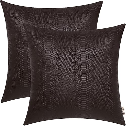 Miniatura 166 de BRAWARM Fundas de almohada de piel sintética de 16 x 16 pulgadas, paquete de 2 fundas de almohada de cuero plateado, almohadas decorativas de piel