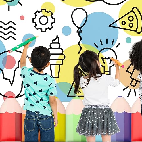 Miniatura 6 de Acolchado de pared con forma de lápiz 3D anticolisión para niños, 23.6 x 11.8 pulgadas, paneles de pared tapizados para despegar y pegar, paneles de