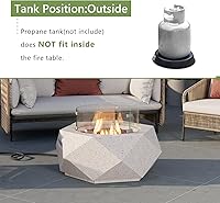 Vista 3 de COSIEST Mesa para fogata de propano para exteriores con base hexagonal de piedra sintética blanca terrazo de 24 pulgadas, quemador de acero