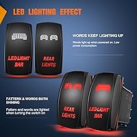 Vista 3 de Nilight Paquete de 2 Interruptores Basculantes para Luces Traseras Barra de Luz LED de 5 Pines Láser Encendido/Apagado Interruptores SPST 20A/12V