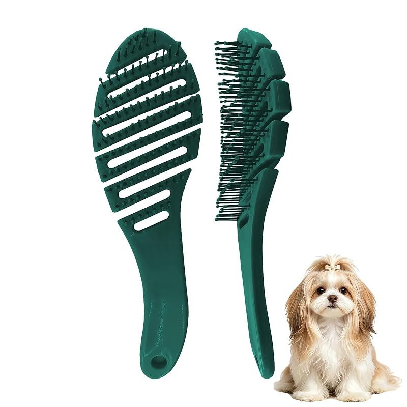 Escova para Cães Pequenos com Cerdas de Nylon e Cabo Plástico MAEELOU Verde-escuro