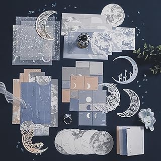 Doraking 63PCS Moon Embellishment Scrapbook Paper Packs for Journaling S...