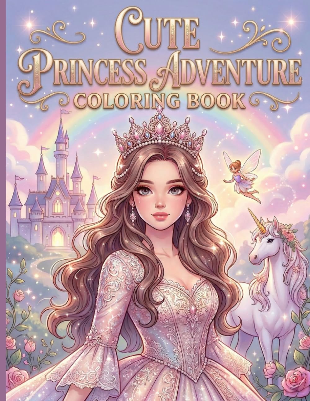 Cute Princess Adventures Coloring Book: Magical Princesses, Castles, Unicorns and Fairy Tale Fun Coloring Pages for Kids Ages 4–8