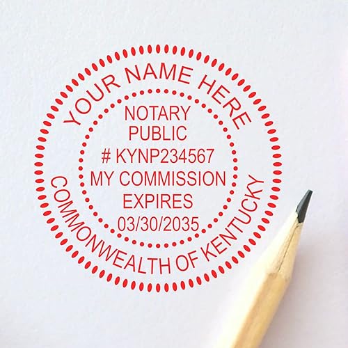 Miniatura 6 de Sello público de notario de Kentucky, sello de notario Kentucky, impresión redonda, tamaño de 1-58 pulgadas de diámetro, hasta 10 K impresiones,