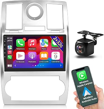 Android Car Stereo for Chrysler 300C 300 2004-2011 with Wireless Apple Carplay and Android Auto, 2+32G 9 Inch Touchscreen Radio, DSP/Multiple UI/GPS/WiFi + AHD Backup Camera