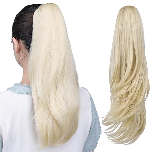 Miniatura 2 de HSPJHTM Extensiones de cola de caballo, extensiones de cabello rubio, extensiones de cola de caballo para mujer, extensiones de cabello rizado de 20
