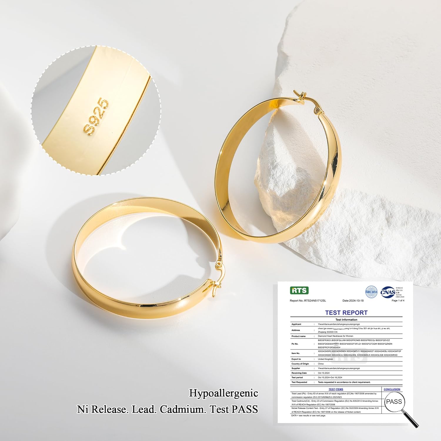 8mm Thick 925 Sterling Silver Hoops Earrings for Women 14K Real Gold Large Hoop Earrings Hypoallergenic and Lightweight Big Hoop Earrings for Women 20/30/40/50/60/70MM - Image 6