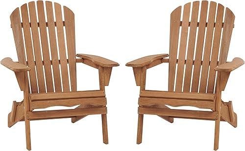 Miniatura 9 de CHARMMA Outdoor Wooden Folding Adirondack Chair Set of 2 with Pre-Assembled BackRest, Wood Patio Chair for Garden Backyard Porch Pool Deck Firepit,