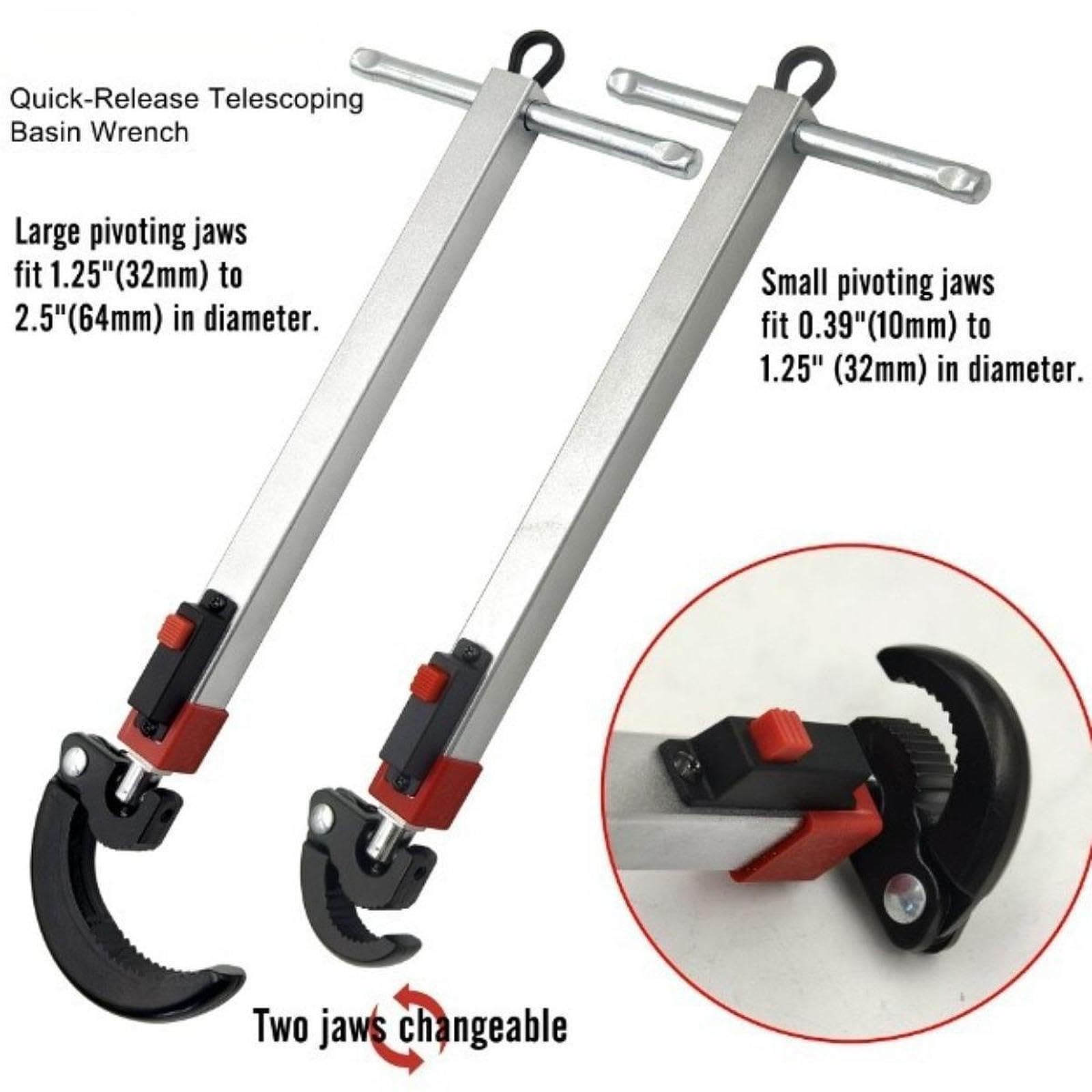 Clé à Lavabo, Clé D'évier, Outil à Main, Acier Au Vanadium Robuste avec 2 Mâchoires Réglables, Outil de Plomberie pour L'installation D'év