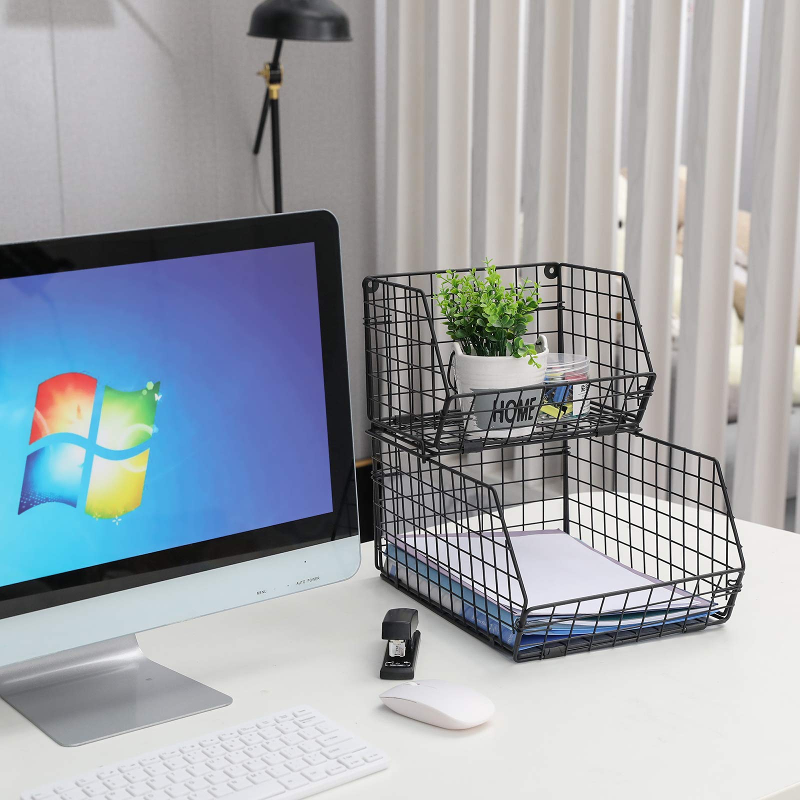 Fruit and Vegetable Basket,2Tier Wallmounted & Countertop Tiered