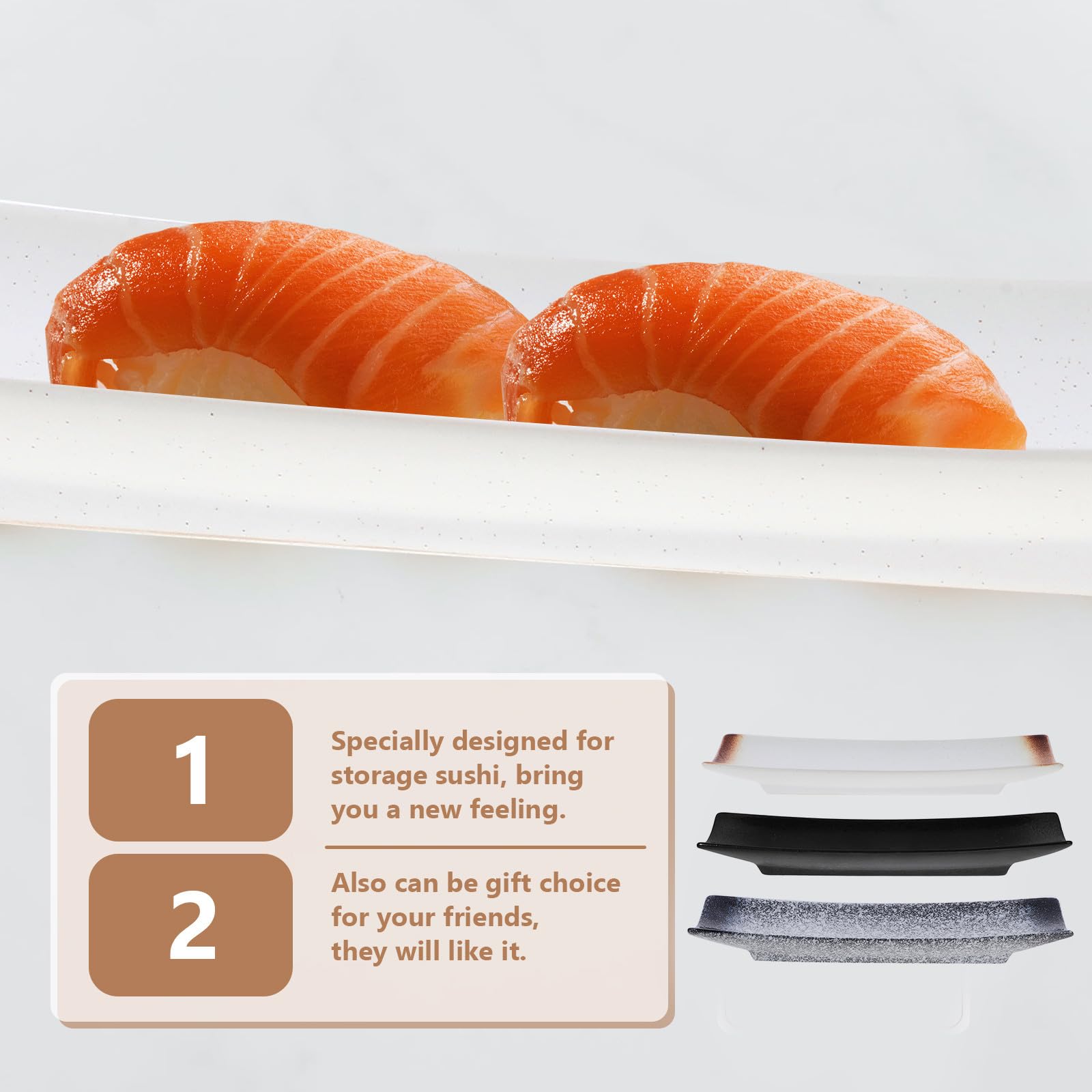 CRAFTHROU Plateau à Sushis Design Attrayant Rectangulaire en Céramique 3 Pièces Japonerie pour Service et Rangement Plusieurs Styles Lors de Dîners en ou Hôtels Plusieurs Styles