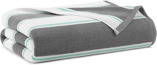 Aston & Arden Toalla de playa a rayas, de gran tamaño, 35 x 70 pulgadas, felpa suave y gruesa, 600 GMS, pesada y lujosa para sillas de piscina,