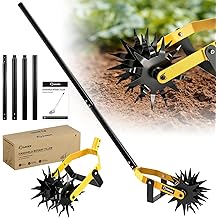 Rotary Cultivator Hand Tiller Tool &ndash; 2-in-1 Manual Garden Tiller &amp; Weeder with Adjustable 72.4in Long Handle, 3-Blade Steel Rotary, Heavy Duty Soil Cultivator for Raised Beds, Yard &amp; Garden