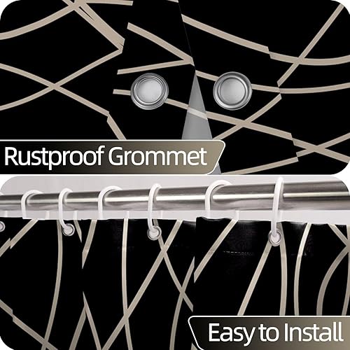 Miniatura 46 de Cortina de ducha pequeña a rayas gris claro degradado para baño, 36 x 72 pulgadas, juego de cortina de ducha geométrica para cabina de RV con Gris