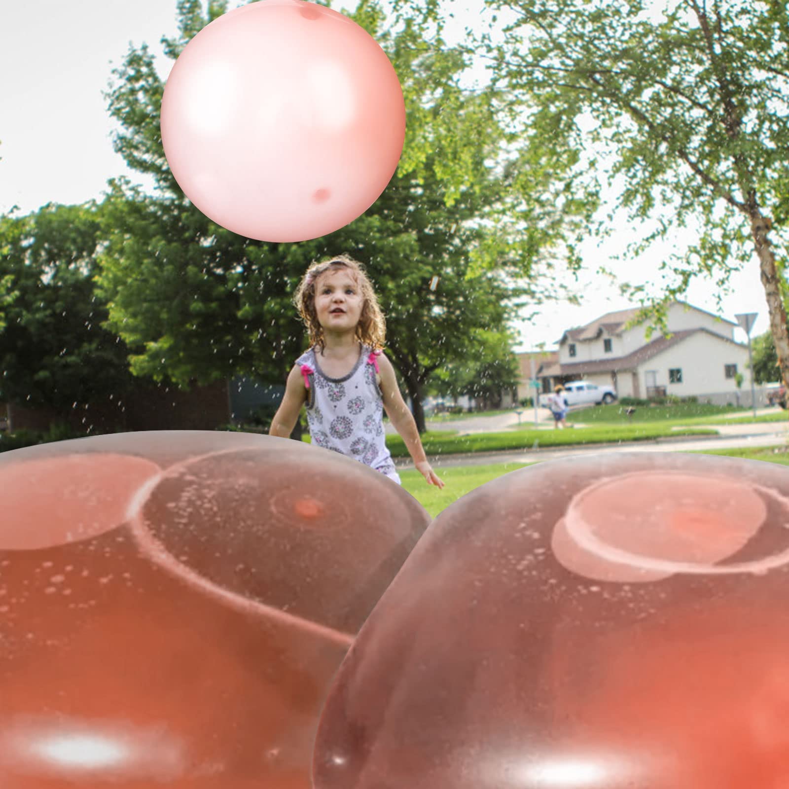 47'' Giant Water Bubble Ball water Filled Bubble Ball Transparent Bubble Balloon Inflatable Funny Toy Ball Inflatable Balls for Outdoor Indoor Play (orange)