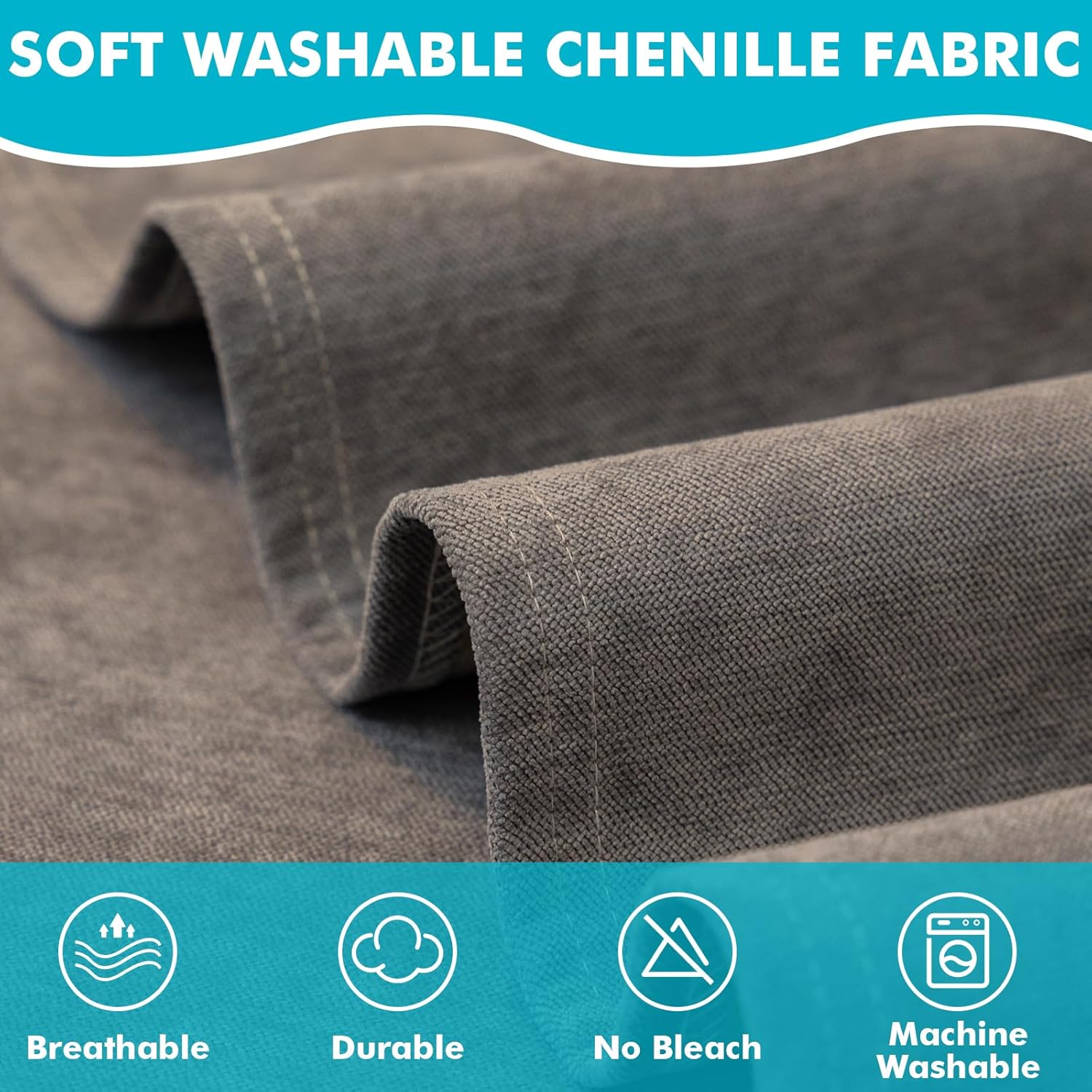 MINGPINHUIUS Sofa Cover Sectional Couch Covers: Chenille Ultra Soft Sofa Slipcover Anti-Slip Washable Breathable Loveseat Futon Cover Shrink Resistant for Pets, Kids (Dark Gray, 71 × 134in)