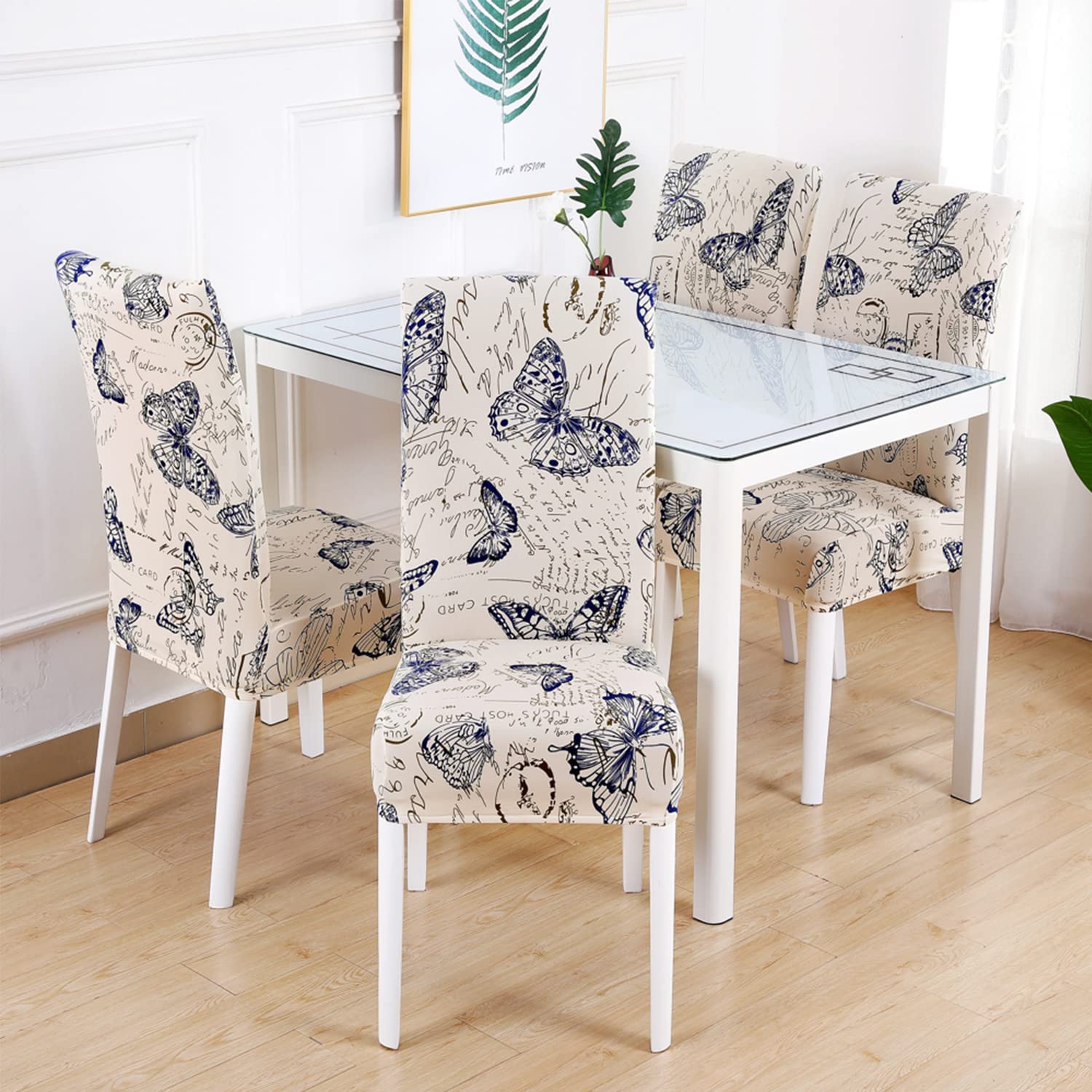 HZDHCLH Chair Covers Slipcovers 4/6 PCs Stretch Removable Washable Short Dining Chair Protector Cover Seat for Hotel,Dining Room,Ceremony(Butterfly,6 PCS) - Image 2