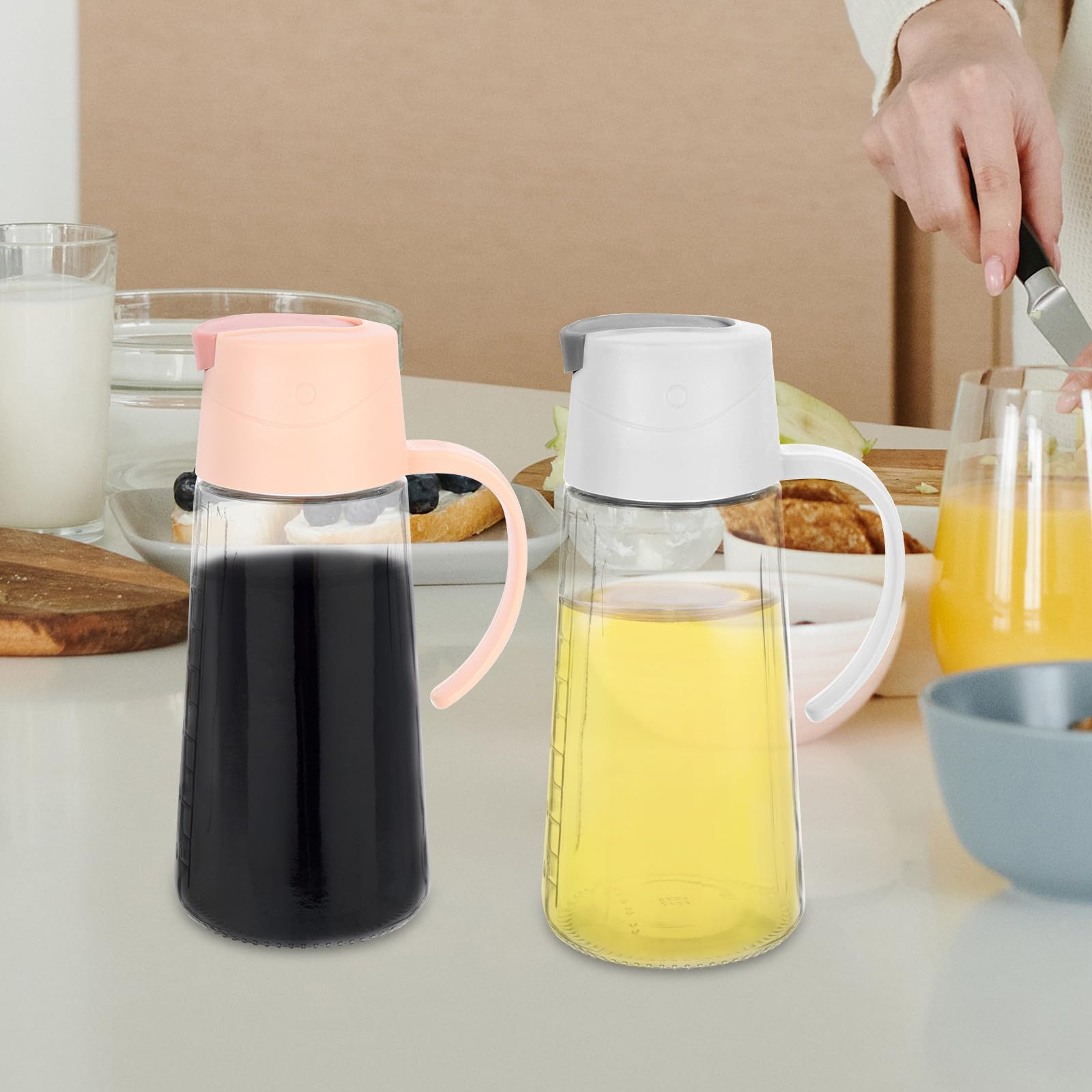 Glasflasche 2 Stück 630ml für Küche und Kochen mit Griff