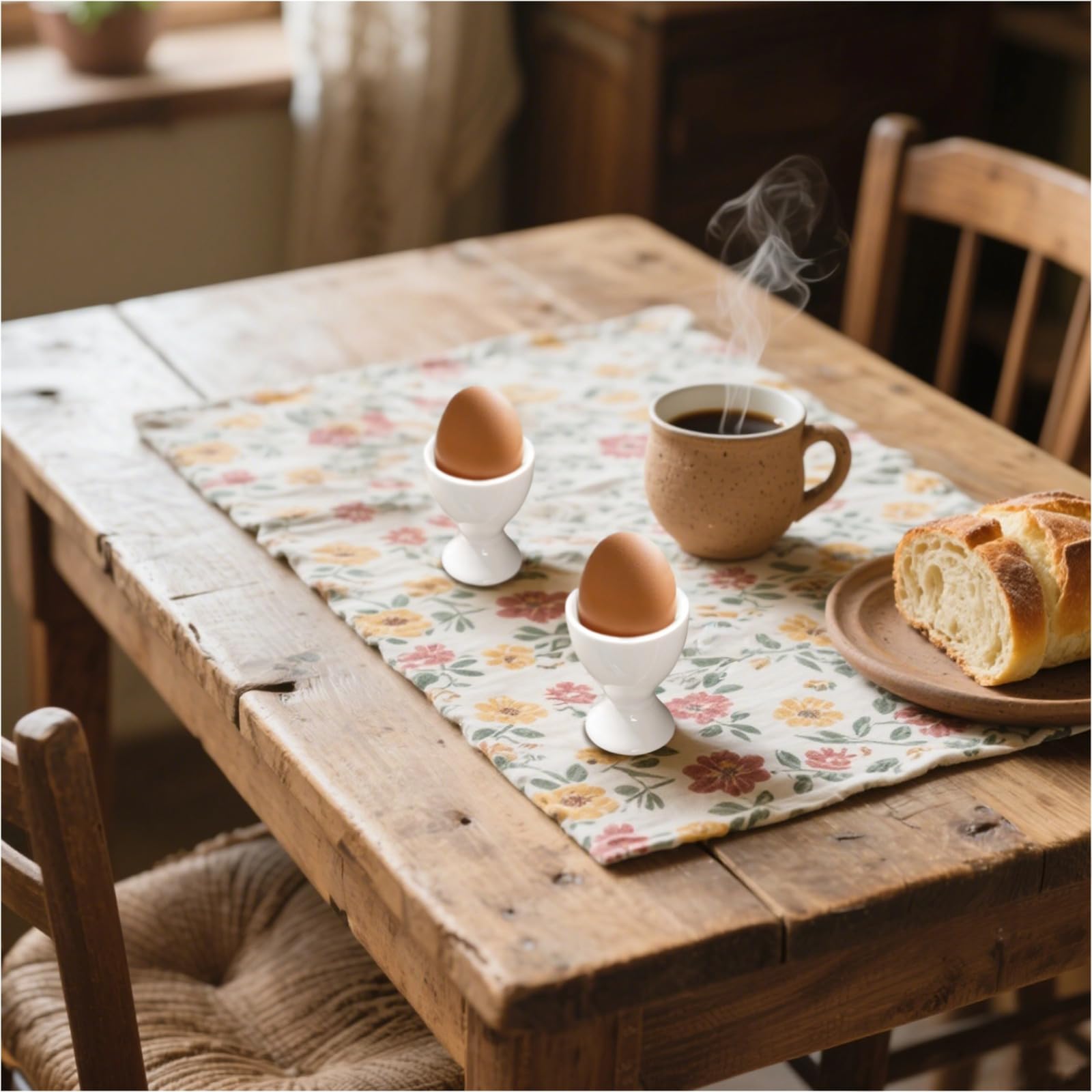 Generisch 4 STK. Eierbecher aus bunter Keramik, Porzellan-Set für Küche und Zuhause, Eierhalter für Eier und Desserts, dekorativ für Frühstück und Tisch