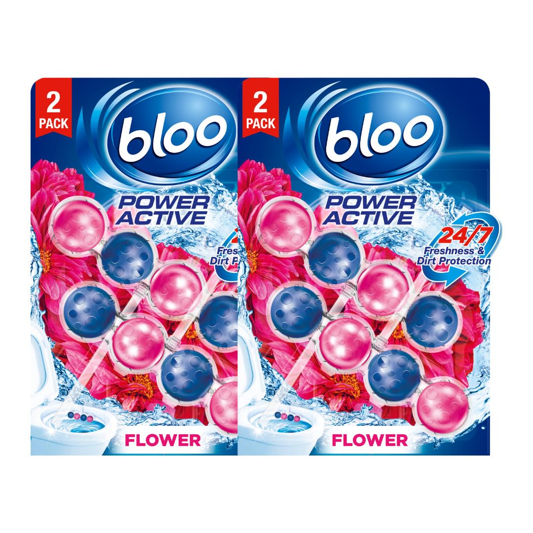 Bloo Power Active Toilet Rim Block Fresh Flowers, with Anti-Limescale, Cleaning Foam, Dirt Protection and Extra Freshness - Pack of 3 Rimblocks — view 10