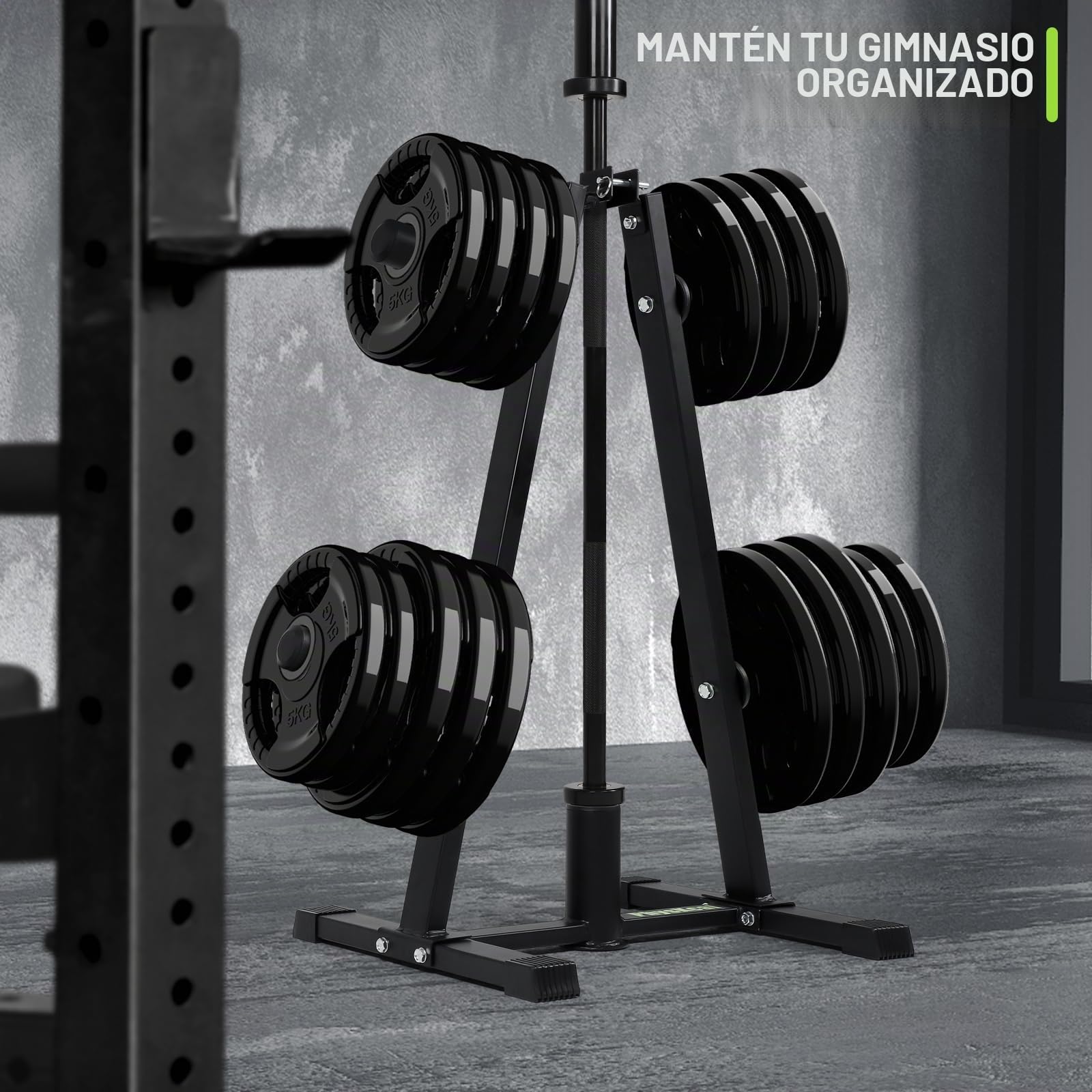 PhysKcal Soporte para discos de pesas de acero resistente | Para discos de ⌀25 mm y ⌀50 mm, pesas soporte para equipos de fitness y ejercicio en gimnasios domésticos