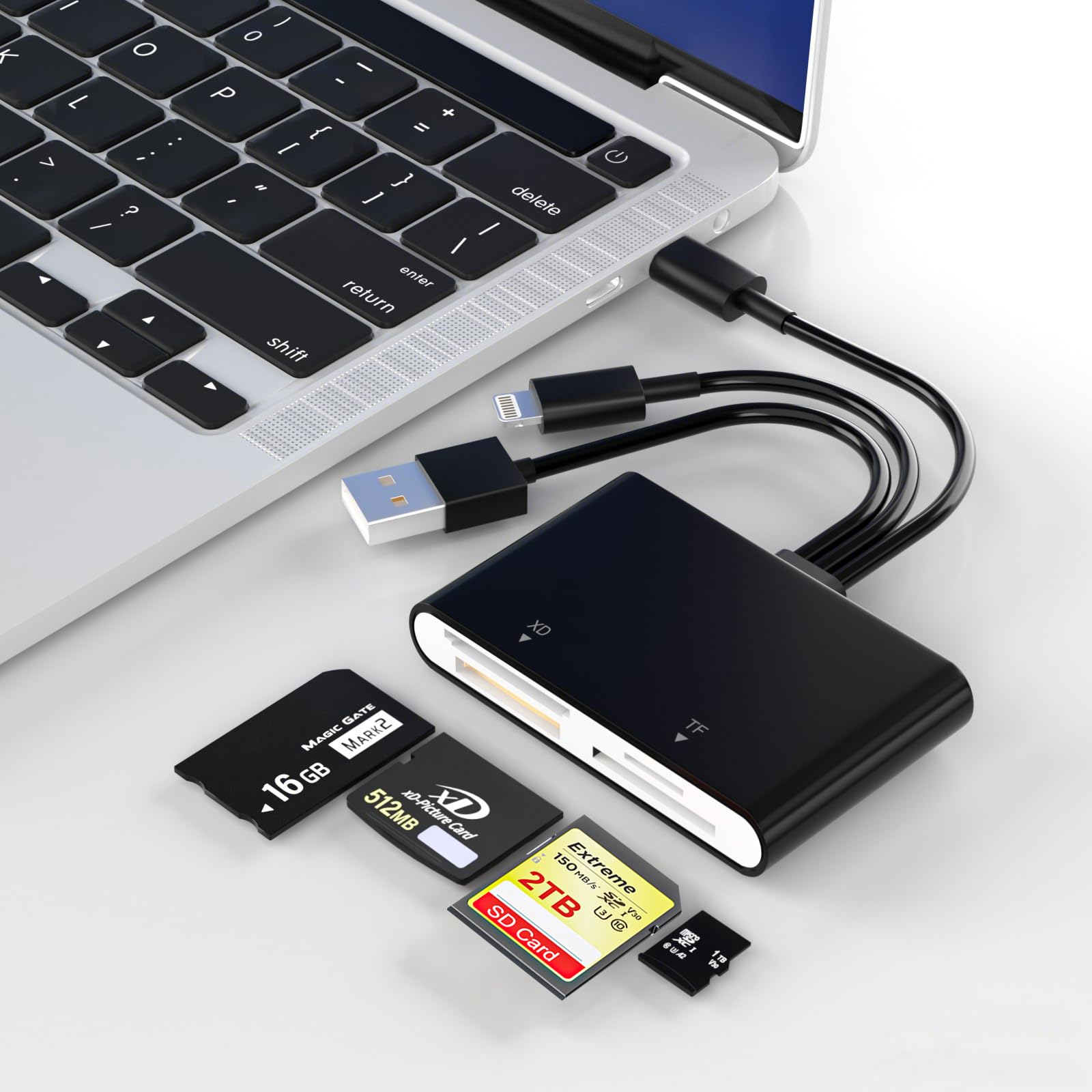 Memory Stick Pro Duo Adapter, 4 in 1 SD/TF/MS/XD Card Reader, XD Picture Card Reader for USB C/Lightning/USB A, Multi-SD Card Reader for iPhone 17/16/15/14/13/12/11/iPad/MAC/Android/Laptop/PC-image-41