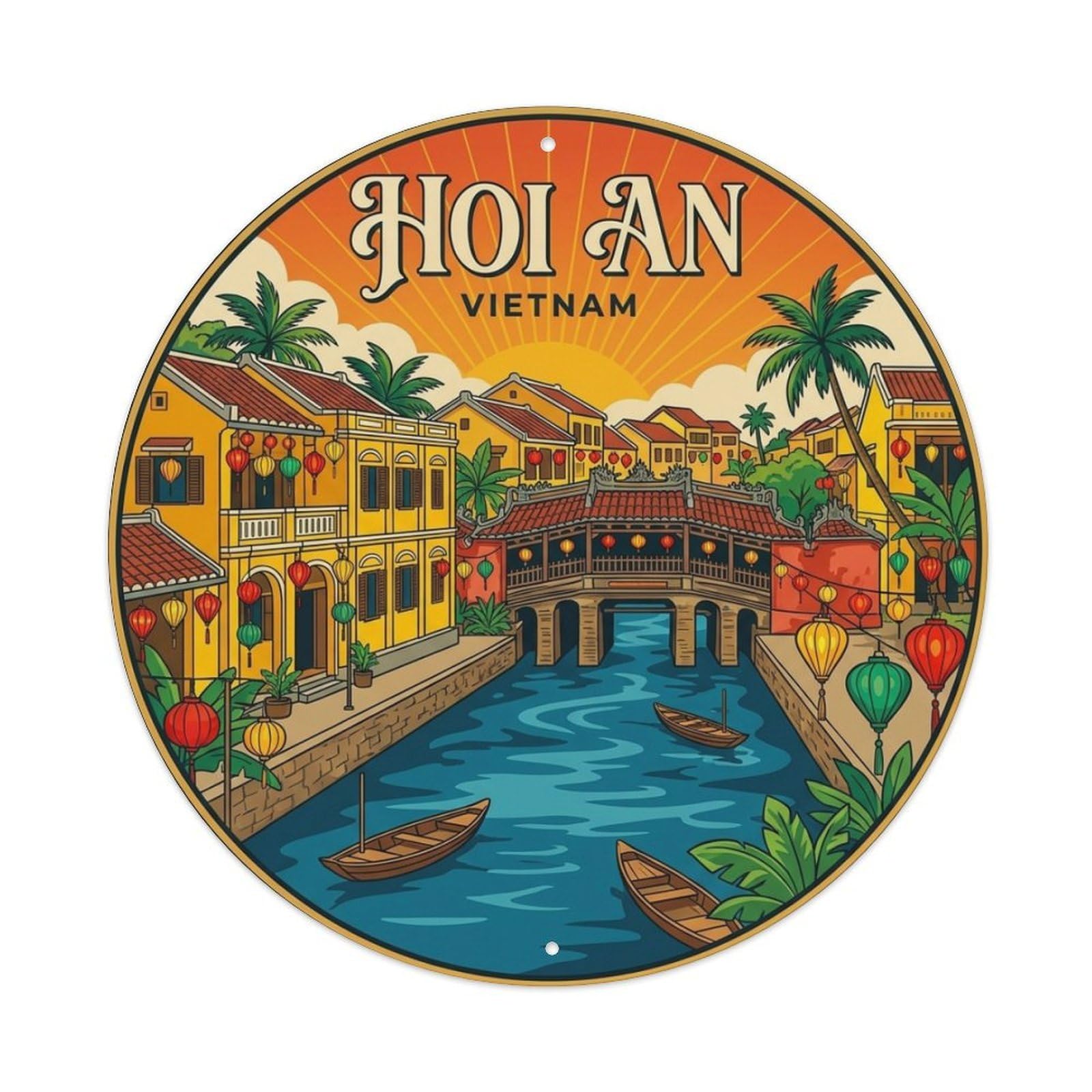 Galvaxio Style Vietnam Vintage Travel Hoi An Metal Tin Sign