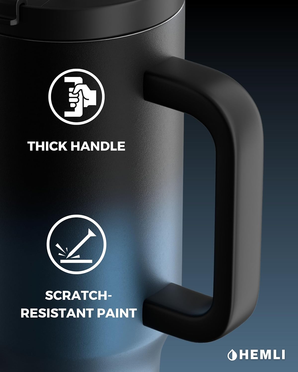 40 Oz Tumbler with Handle and Straw, Insulated Tumbler with Leakproof 2-in-1 Lid and Straw, Reusable and Portable Water and Coffee Stainless Steel Travel Mug, Vacuum Insulated - Image 5