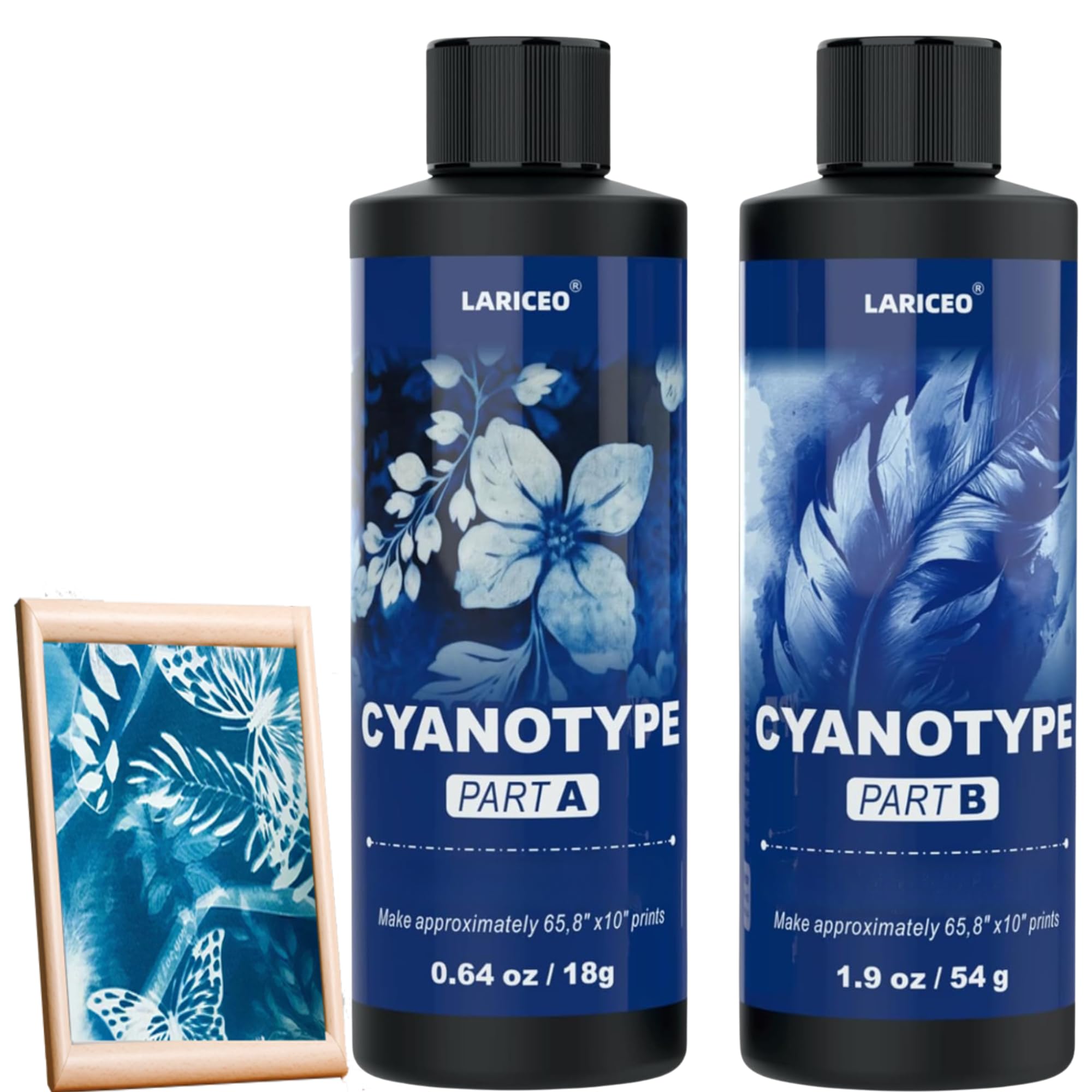 Cyanotype Sensitizer Kit with 2 Tools, Cyanotype Painting Thinner Chemicals Dye for Fabric, Paper, Art Projects, and Printing Supplies, Sun Printing Fabric Kit for Beginners & Artists