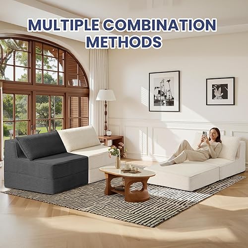 Miniatura 8 de Sofá cama convertible, sofá biplaza plegable con almohada, sofá cama plegable con soporte para la espalda, silla portátil, cómodo sofá de piso para
