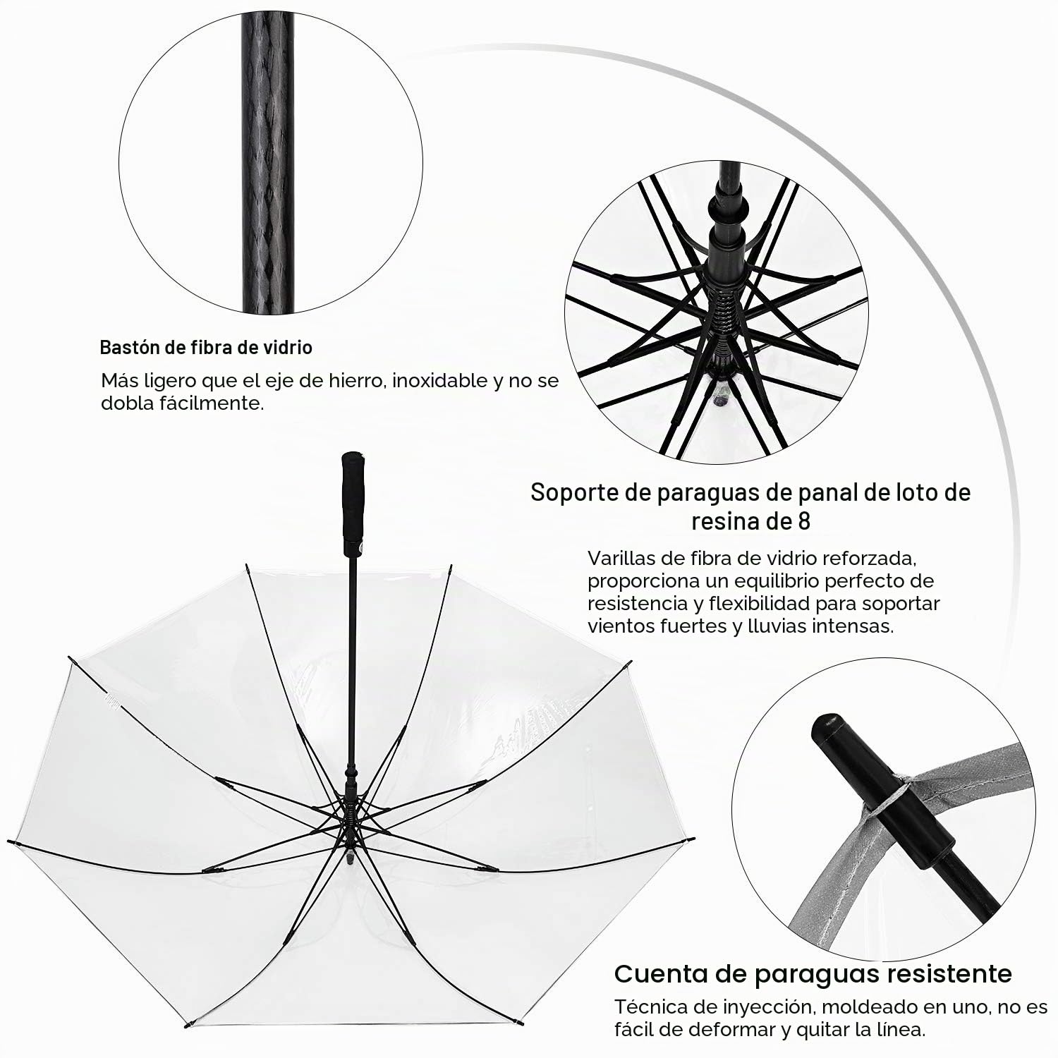 G4Free 62 Inch Paraguas de Golf Claro Largo Transparente de Palo Largo de Lluvia de Gran Tamaño Abierto Automáticamente Impermeable a Prueba de Viento Con Manga Para Mujeres y Hombres